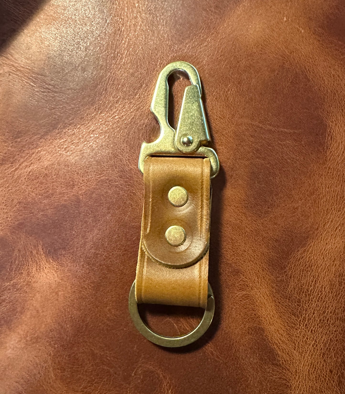 Horween Clip-On Bottle Opener Keychain Sling Lever Snap with Bottle Opener & Derby Keychain Brass over Iron