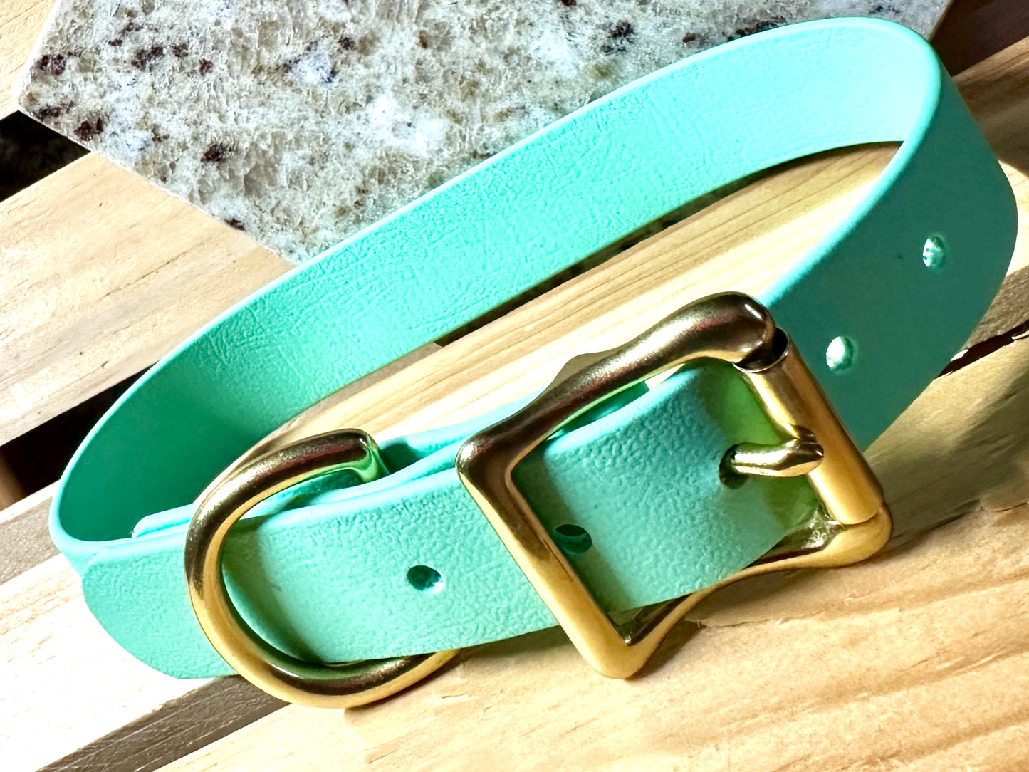 Seafoam Durable Sporty Practical Waterproof Dog Collar, Solid Brass Rustproof Hardware Vibrant Colors Make it Easy to Spot Your Dog