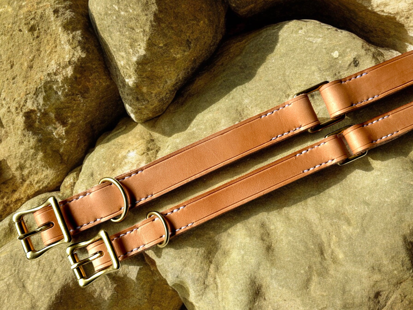Extra Heavy Leather Field/Safety Collar All Natural Veg Tanned Premium Durable Rugged Gear for Active Dogs Saddle-stitched for Durability
