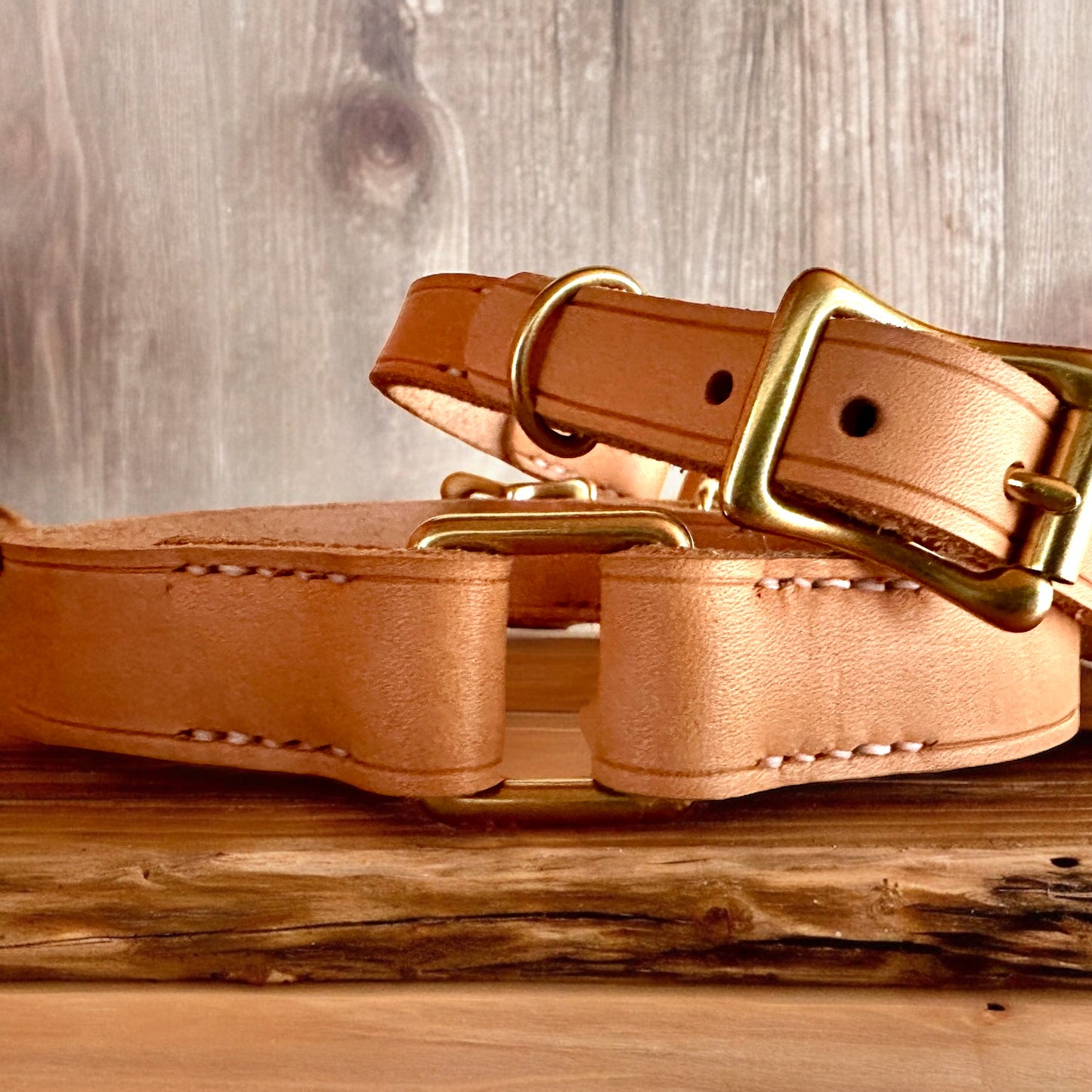 Extra Heavy Leather Field/Safety Collar All Natural Veg Tanned Premium Durable Rugged Gear for Active Dogs Saddle-stitched for Durability