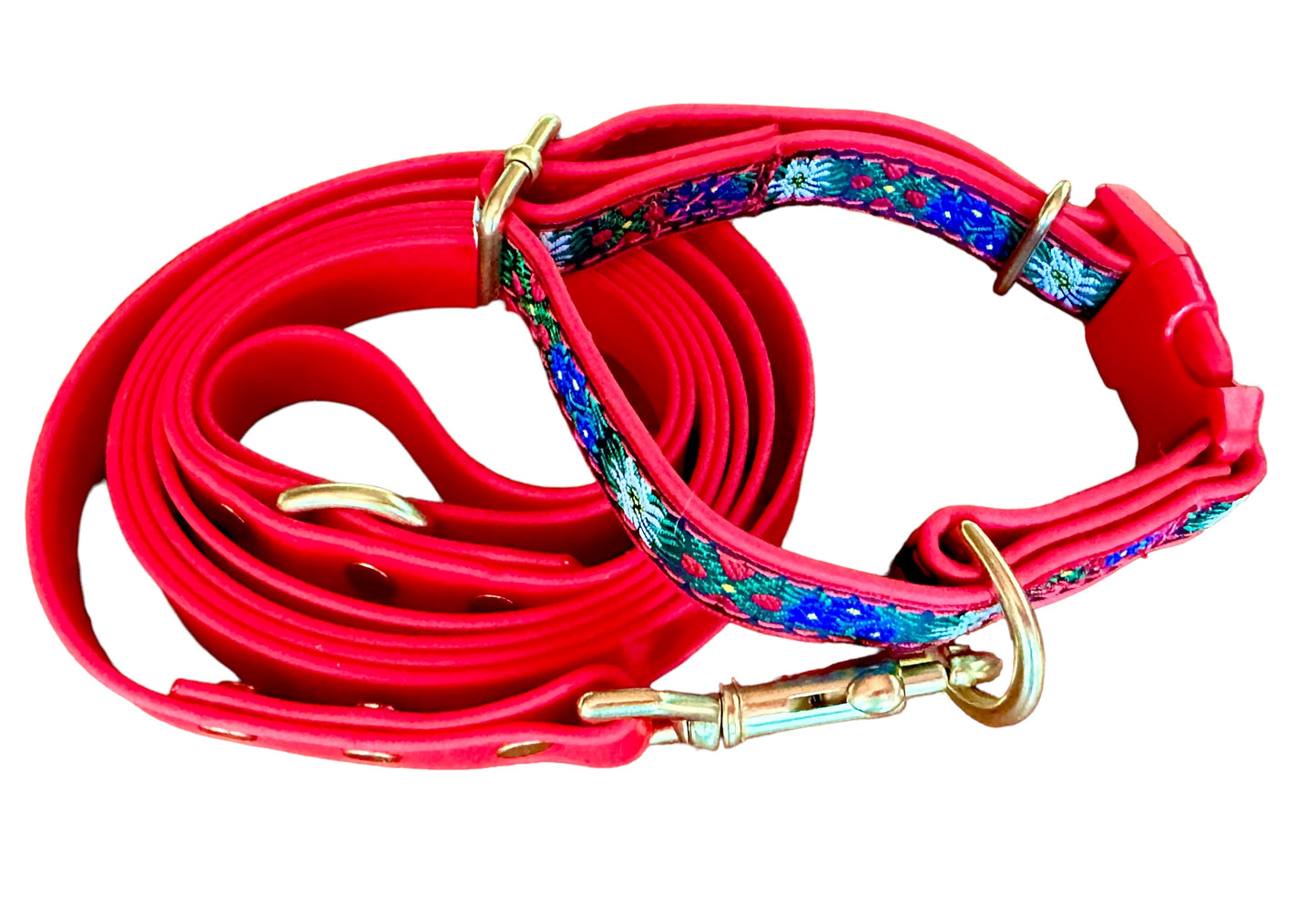 Sound of Music Edelweiss Collar & Leash Set/Bundle, Adjustable Soft Lightweight W/Quick Release Buckle + Shiny Solid Brass