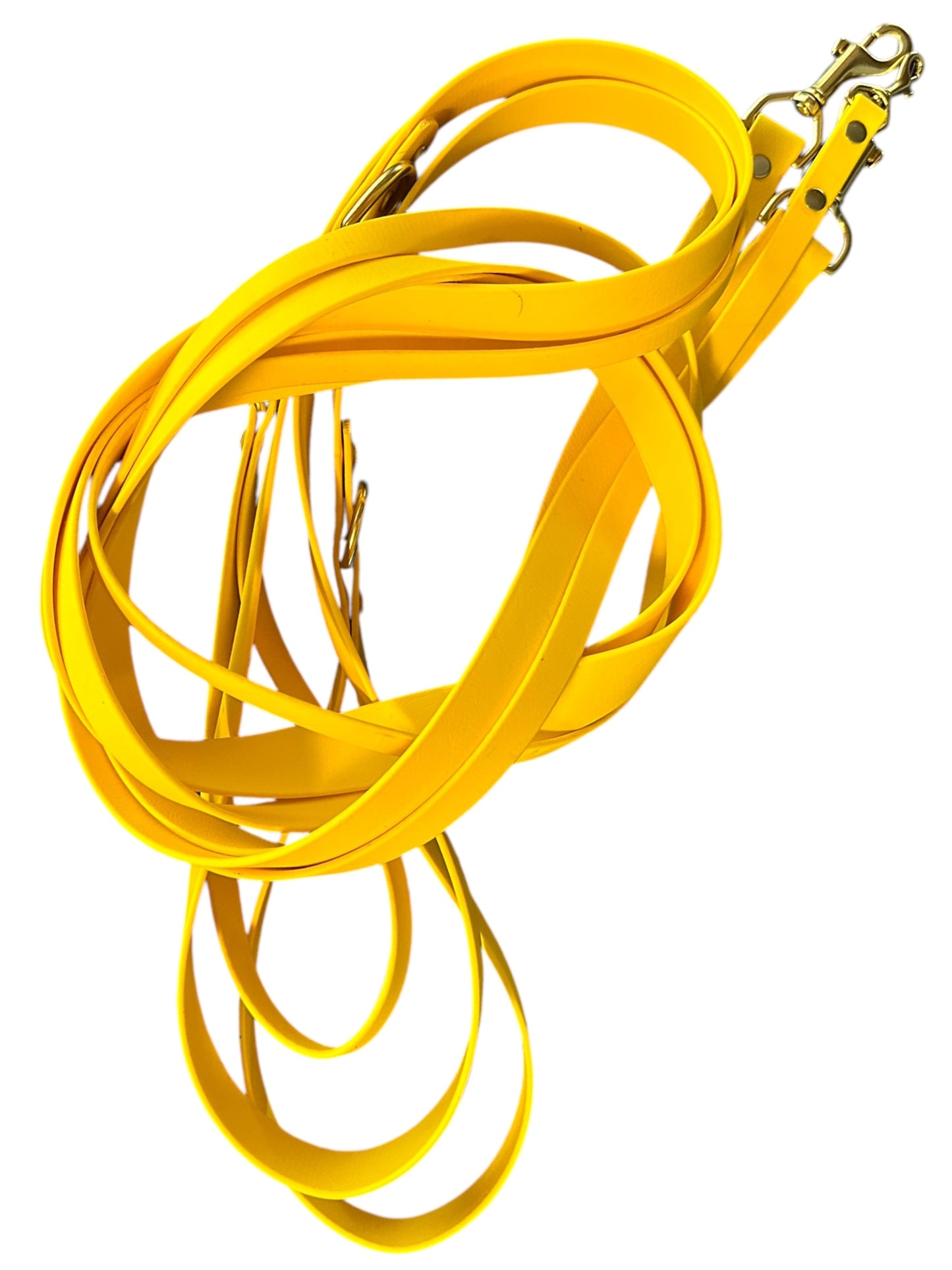 Sunshine Yellow Waterproof 6' (3 Widths) Leash w/Solid Brass Swivel Bolt Snap and D-ring, Odorproof, Easy to Clean, Practical Lead For Active Adventure Loving Dogs