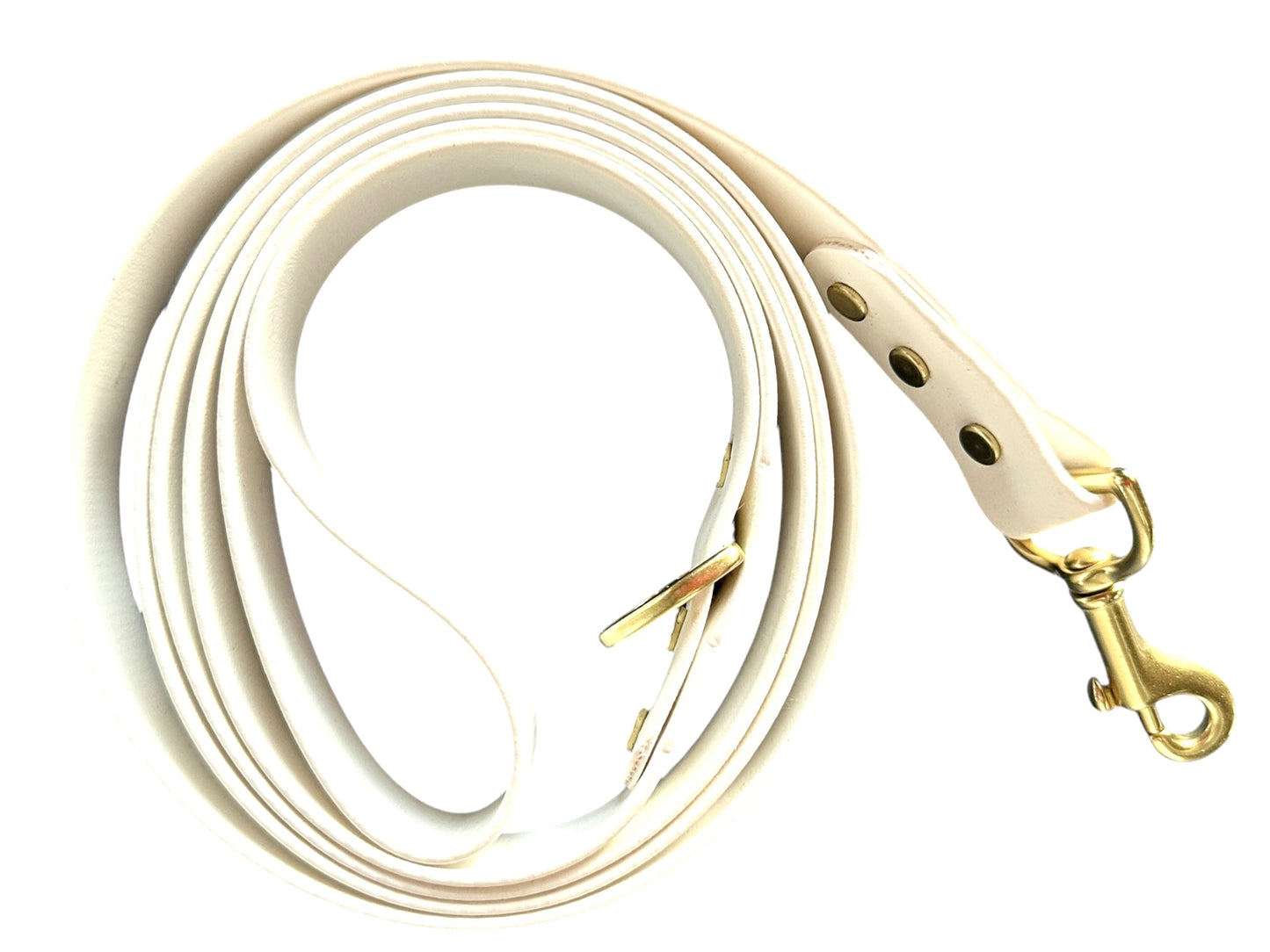 Crisp White Waterproof 6' (3 Widths) Leash w/Solid Brass Swivel Bolt Snap and D-ring, Odorproof, Easy to Clean, Practical Lead For Active Adventure Loving Dogs