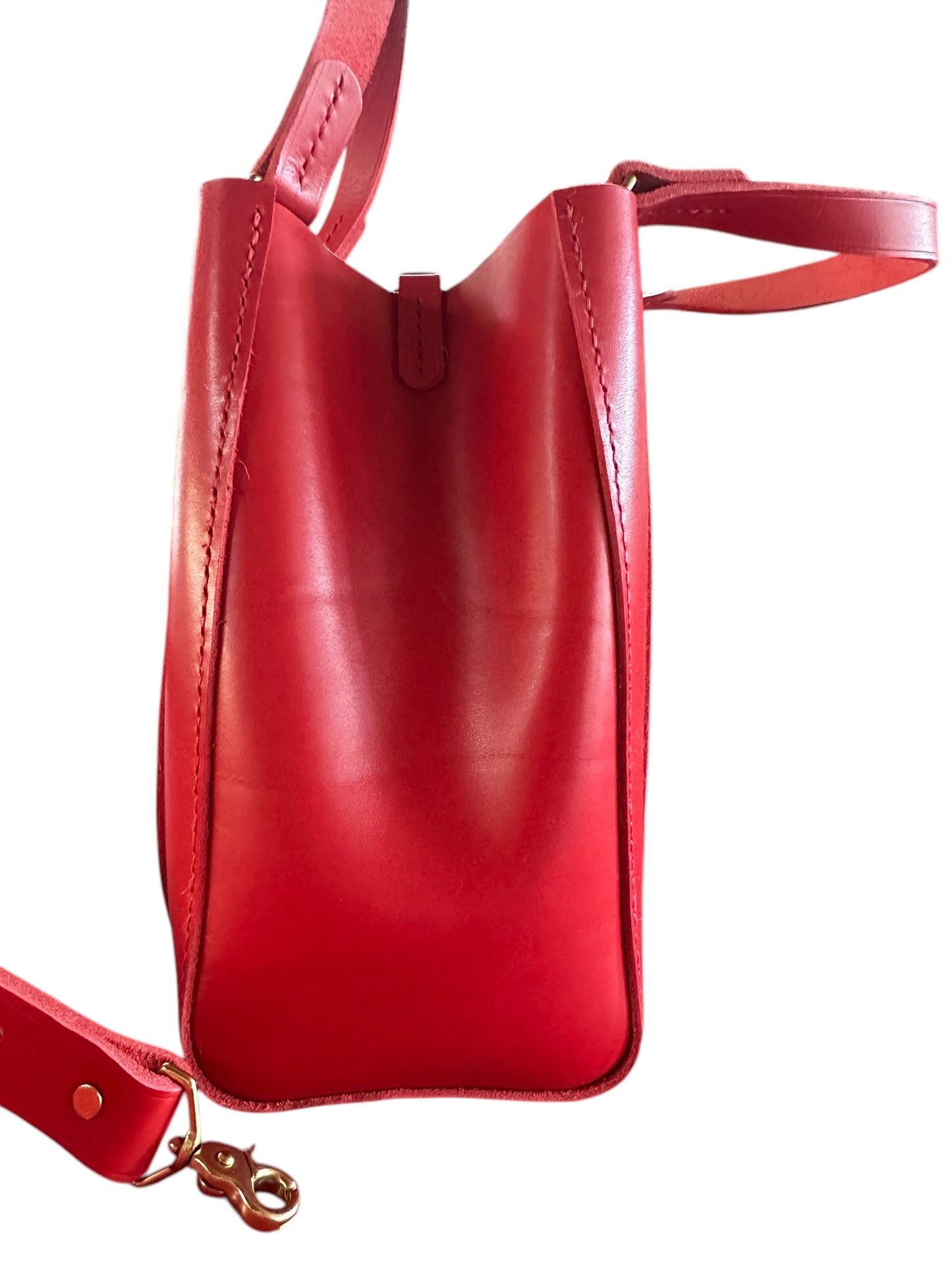 Italian Hot Red Tote Bag with 1" Adjustable Strap, Front Exterior Pocket