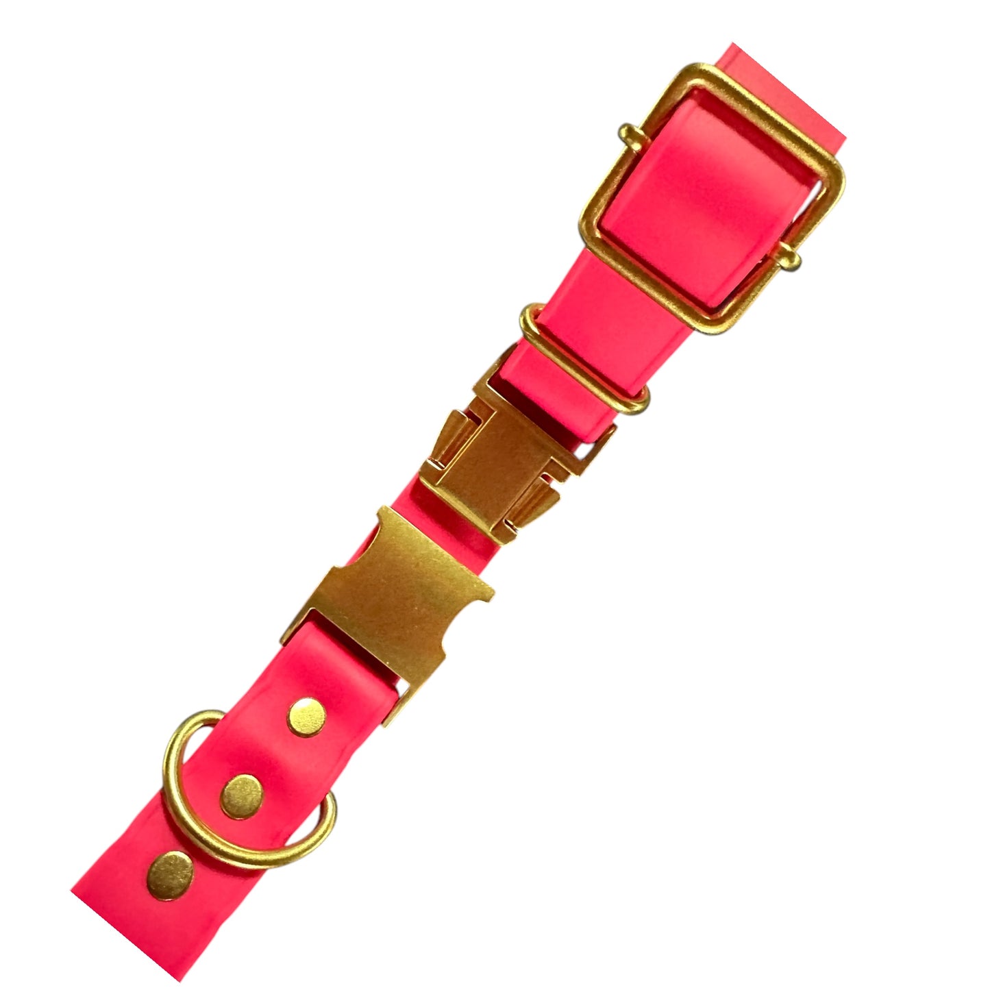 Waterproof Lightweight 1" Adjustable Biothane Dog Collar w/Solid Brass Quick Release Buckle Beautiful Bright Colors Soft Strong and Flexible