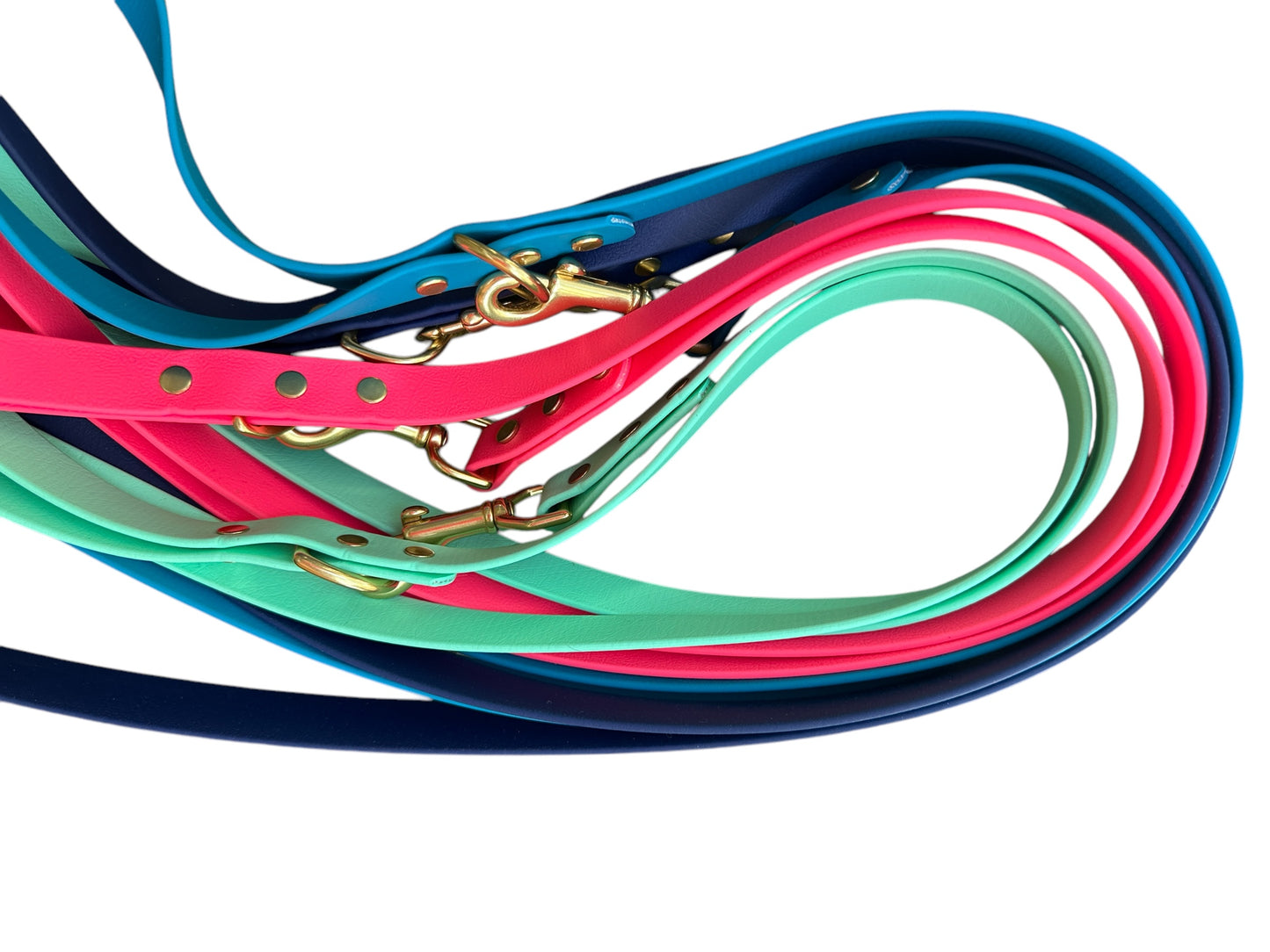 Teal Blue Waterproof 6' (3 Widths) Leash w/Solid Brass Swivel Bolt Snap and D-ring, Odorproof, Easy to Clean, Practical Lead For Active Adventure Loving Dogs