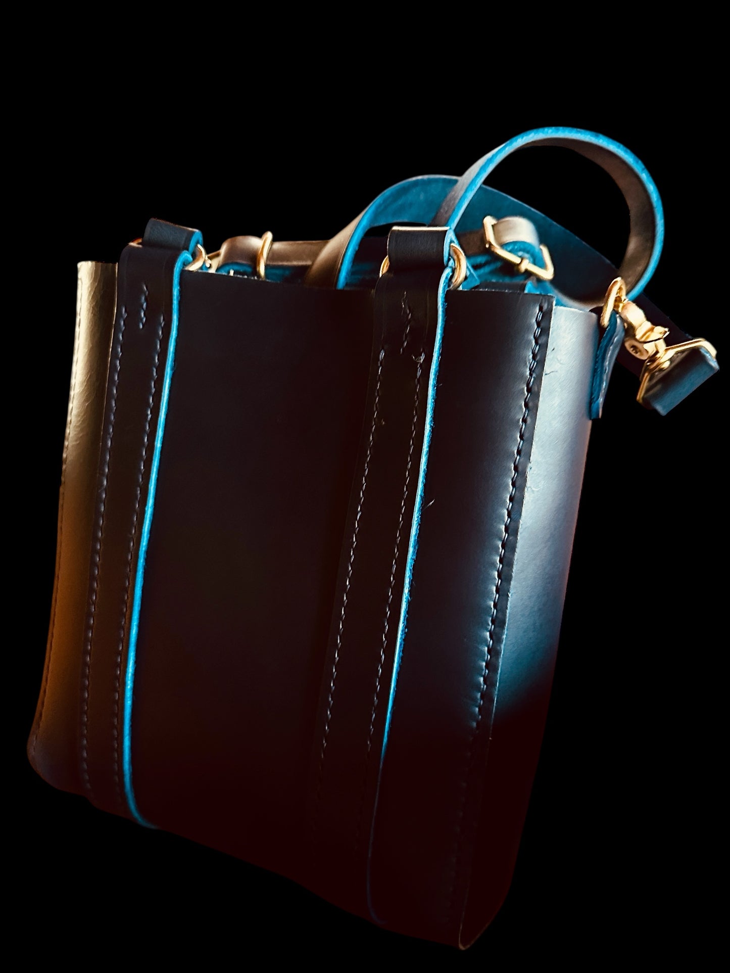 Elegant Navy Cavalier Medium Heavy Handstitched Tote w/1" Crossbody Strap