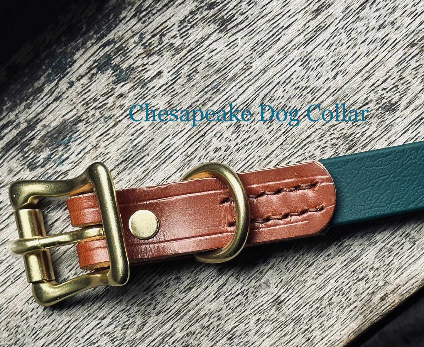 Leather + Biothane Collar + Leash Set Two tone Forest Green & Sedgwick English Bridle Veg Tanned Hazel Wear Over the Shoulder Leash w/Solid Brass