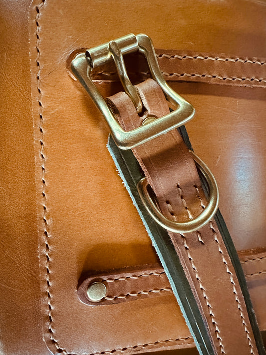 Italian Two-Tone Leather Collar, Biscuit and Olive, 3/4" Roller Buckle