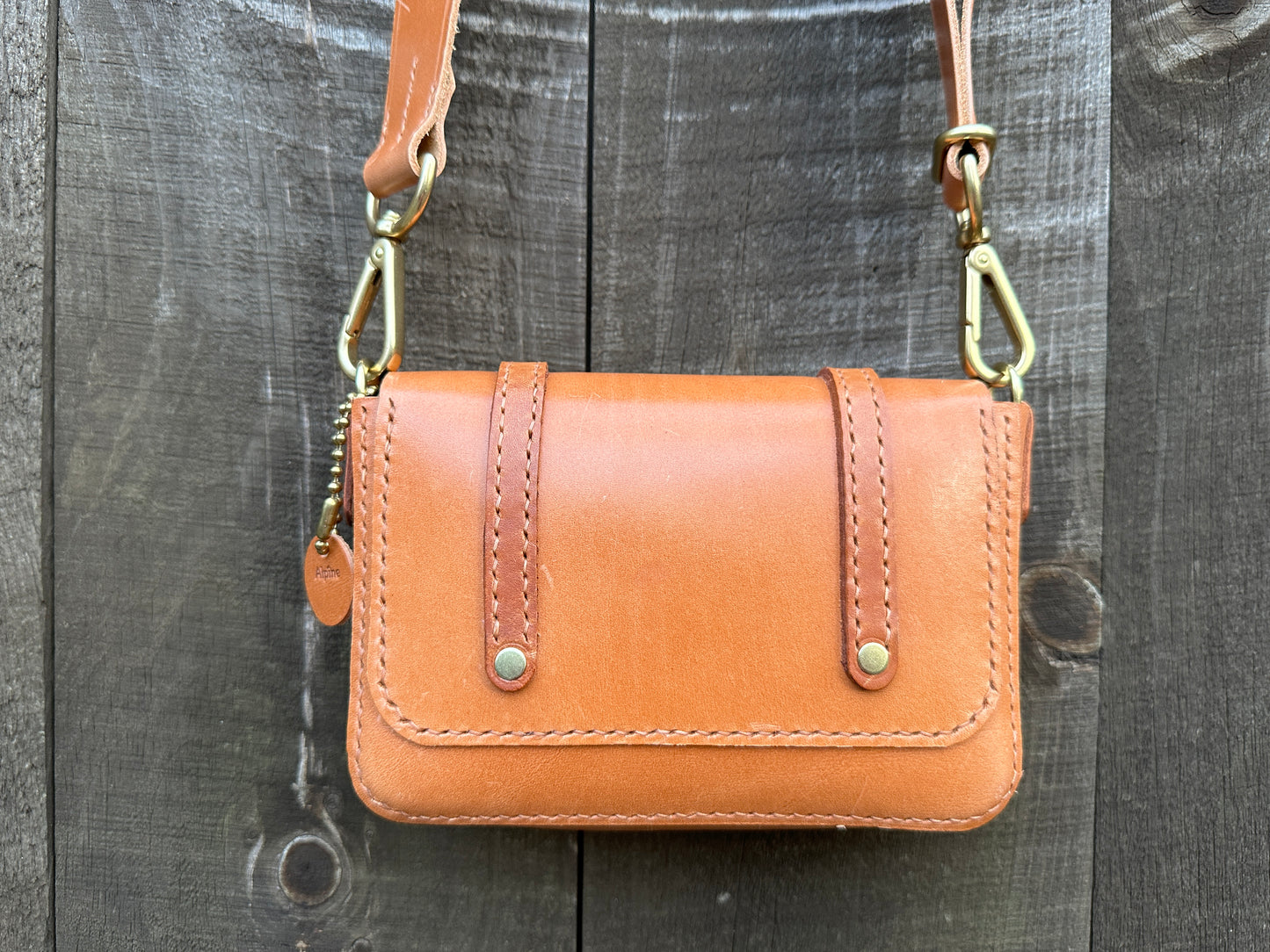 Tan Mini Messenger Bag, Italian Tan Bag, Tan Leather Messenger Bag, Handstitched Leather Bag, Heavy Leather Bag, Saddle Stitched Bag