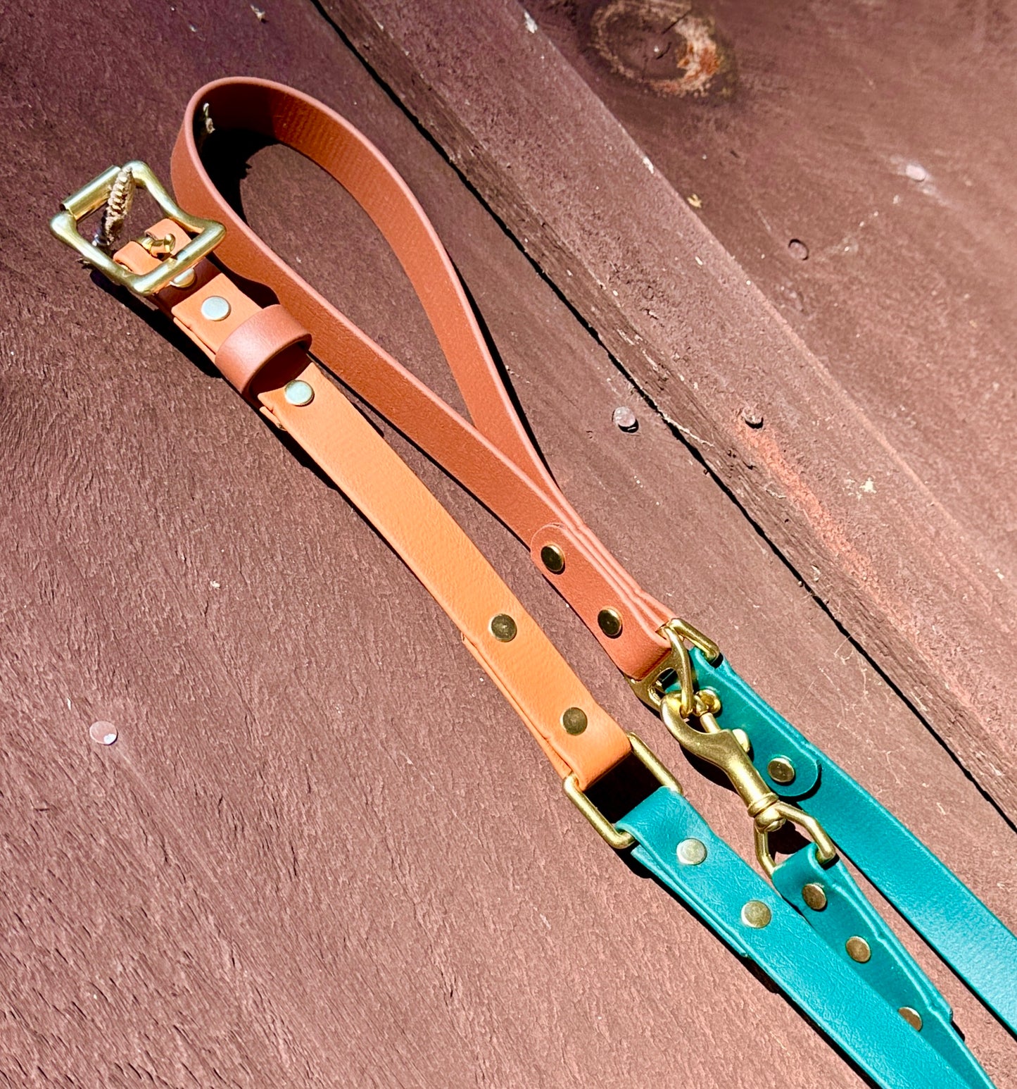 3/4" Two-Tone Waterproof Leash w/Rustproof Heavy Premium Bolt Snap, Mountaineering D-Ring + Loop, Customizable Colors