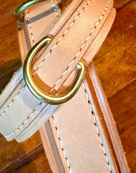 Heavy Double Leather Hand-stitched Collar w/Solid Brass Hardware