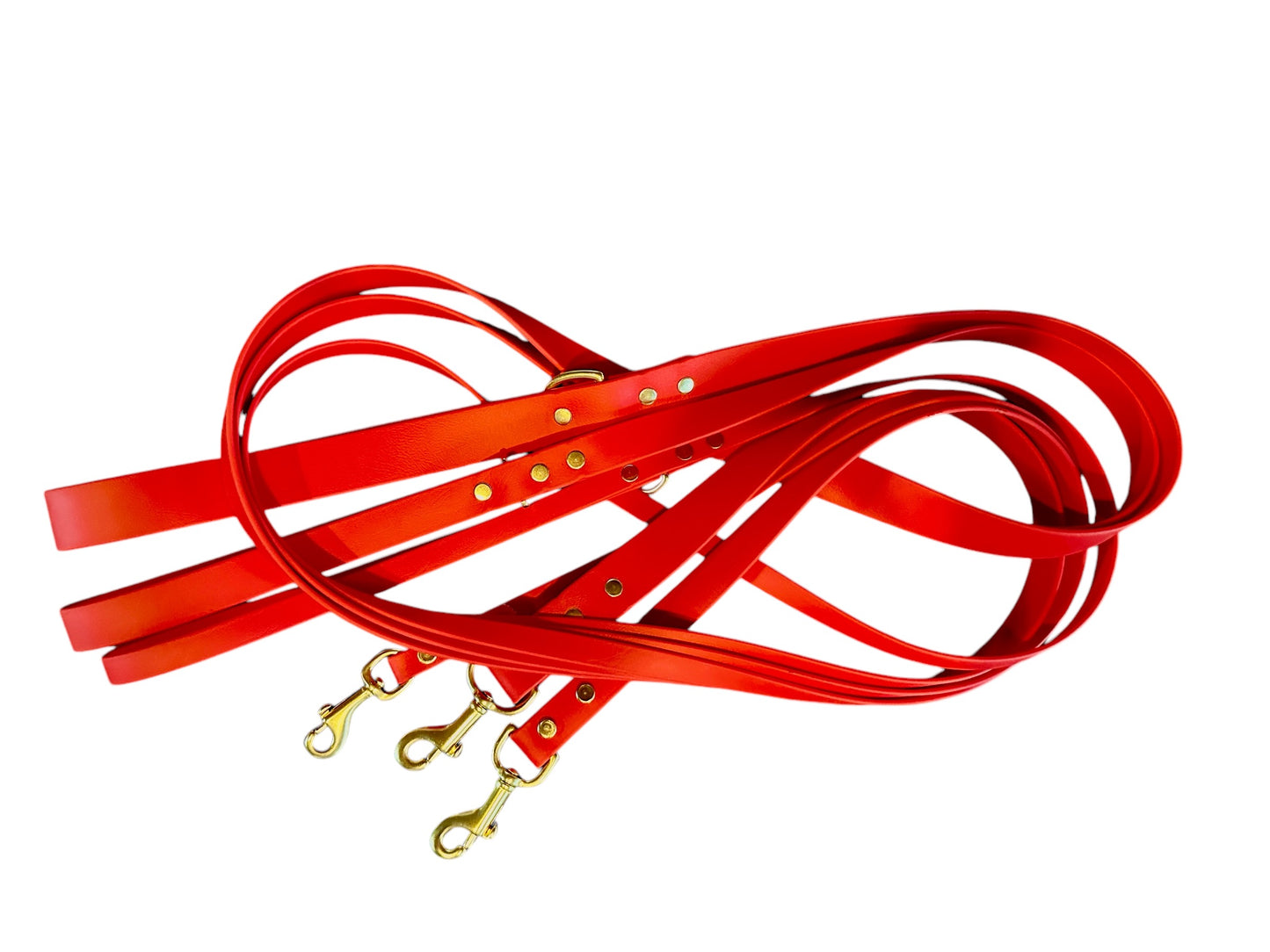 Cherry Red Waterproof 6' (3 Widths) Leash w/Solid Brass Swivel Bolt Snap and D-ring, Odorproof, Easy to Clean, Practical Lead For Active Adventure Loving Dogs