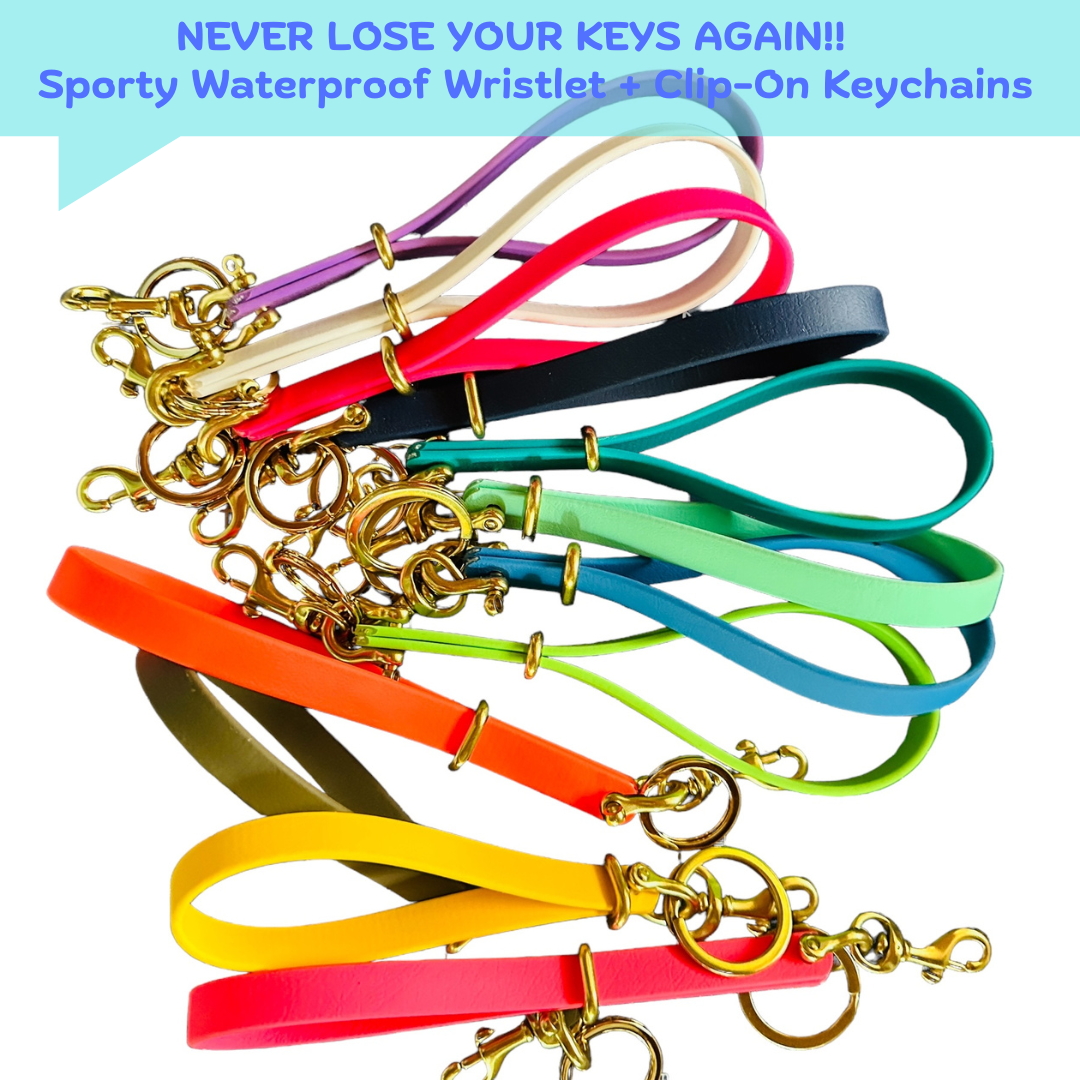 Never Lose Your Keys Again! Sporty Biothane Clip-On Wearable Wristlet Keychain, Waterproof Wristlet Keychain, Wearable Keychain w/Shackle, Bolt Snap + Keeper