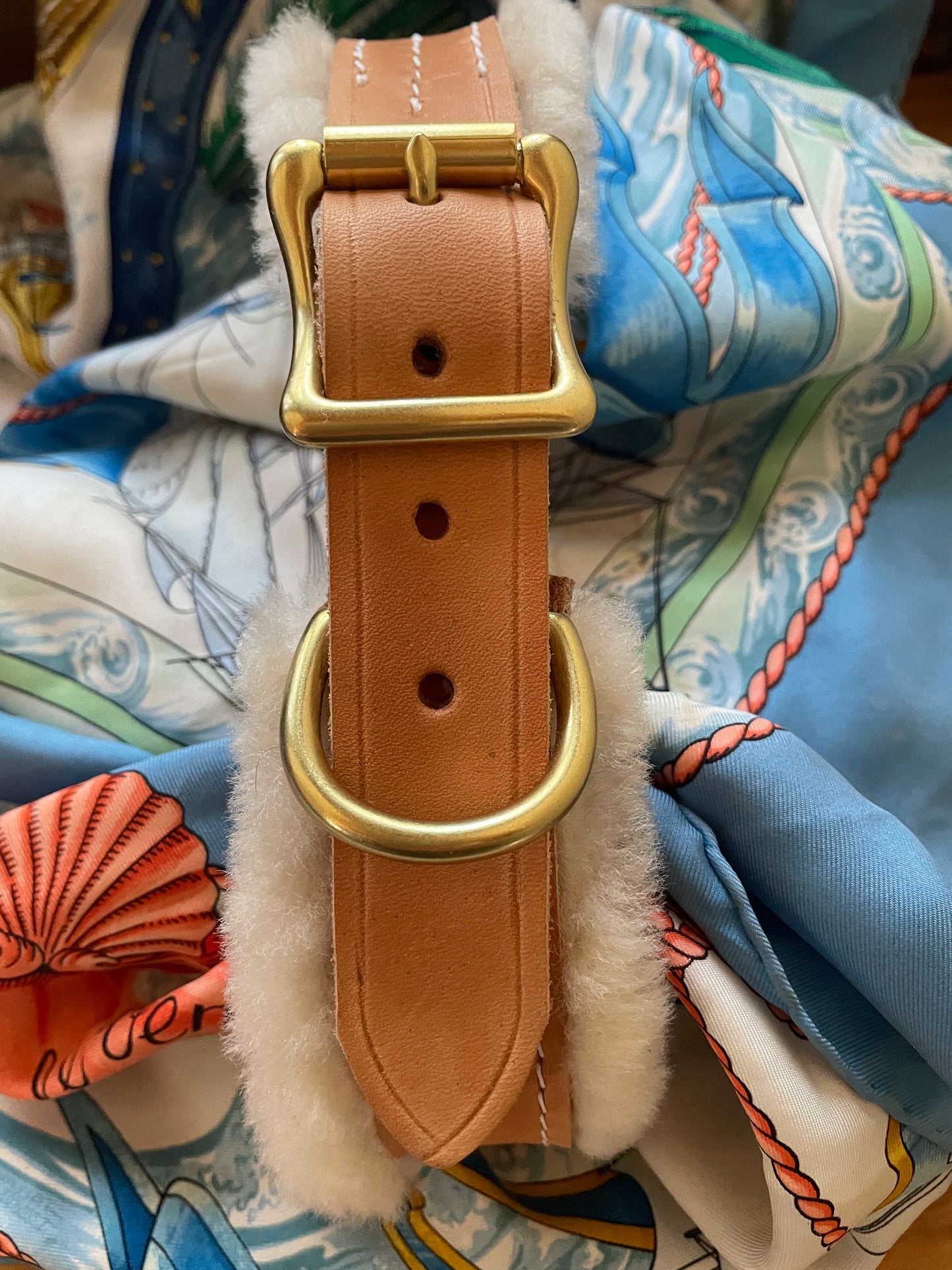 All Natural Leather and Shearling Collar 3/4" Wide