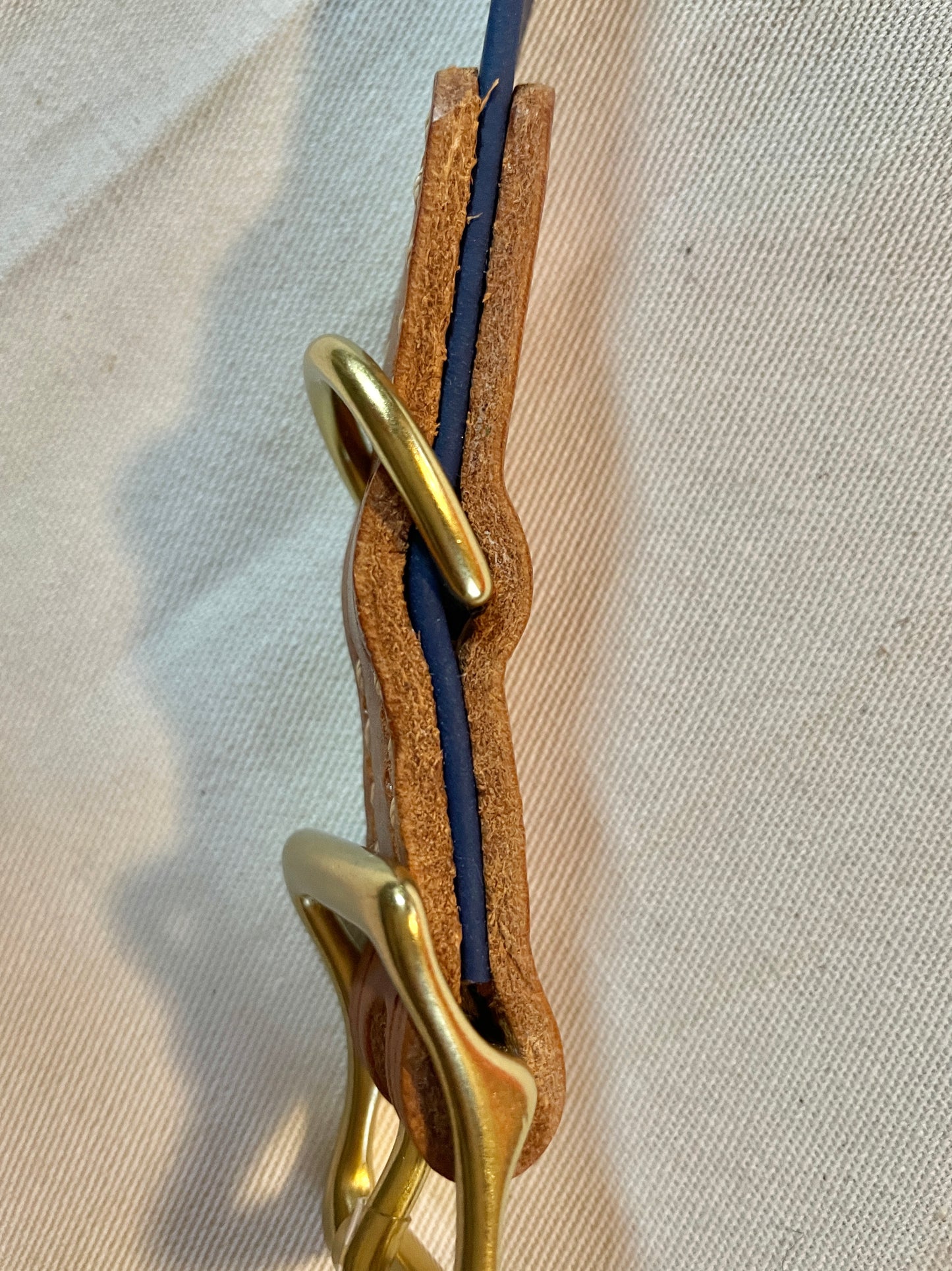 Chestnut and Navy Leather and Biothane Dog Collar, Sporty Weather Resistant Dog Collar